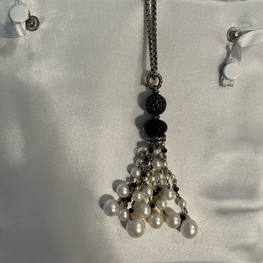 David Yurman Necklace — Pearl clustered necklace with sterling silver chain